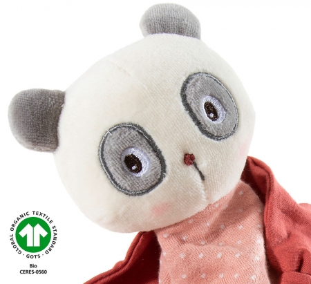 Accesoriu de atasament pentru bebelusi din bumbac organic, model urs panda "Cranberry", Heunec [1]