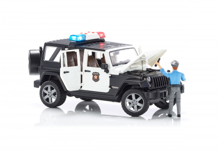 Masina de politie Bruder tip Jeep Wrangler Rubicon cu modul lumini + sunet si figurina politist, Bruder [2]