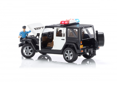 Masina de politie Bruder tip Jeep Wrangler Rubicon cu modul lumini + sunet si figurina politist, Bruder [1]