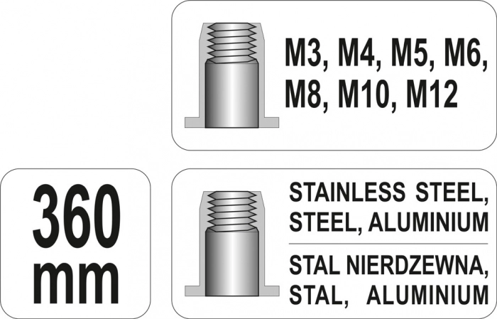 Cleste Piulite Nituibile CR-Mo M3 - M12 360mm [6]