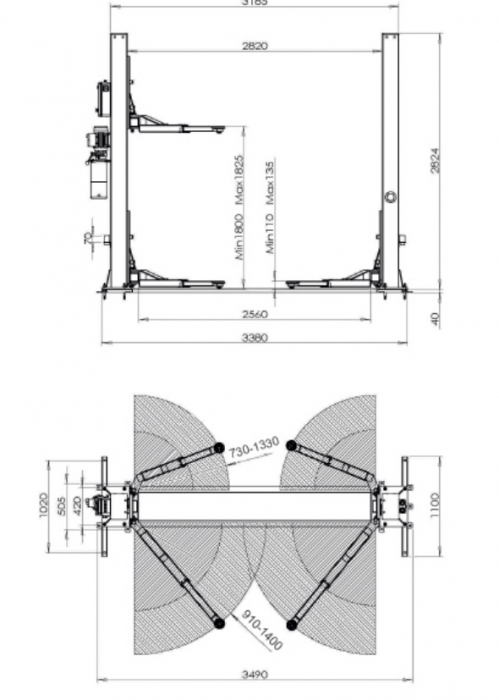 Elevator auto 2 coloane 4 Tone cu deblocare automata 400V Rooks [2]
