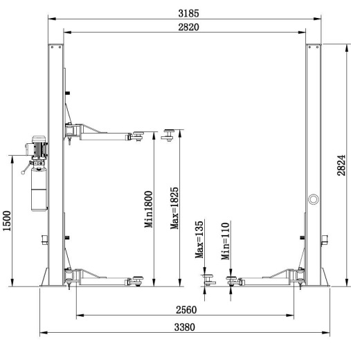 Elevator auto 2 coloane 4 Tone cu deblocare semi-automata 400V Rooks [3]