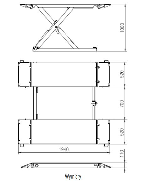 Elevator platforma mobil tip foarfeca cu ridicare joasa 3T 230V Rooks [10]