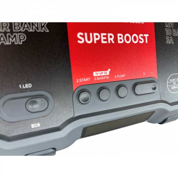 Mini booster,Robot de pornire cu compresor, 12v-1000A/2000A - 10 bar - [3]