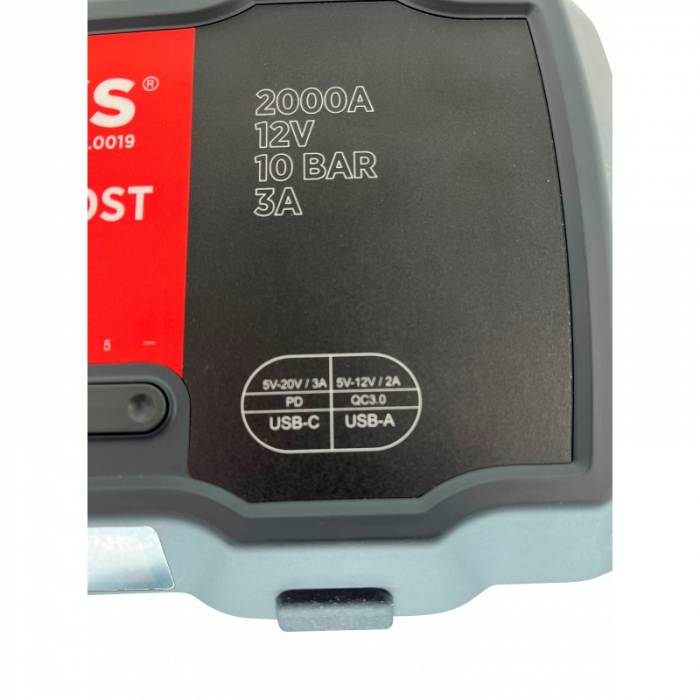 Mini booster,Robot de pornire cu compresor, 12v-1000A/2000A - 10 bar - [9]