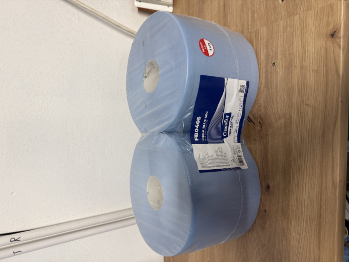 Set 2 role hartie industriale albastre 3 straturi 500 portii,170M/rola 34x22cm Mega Blue [9]