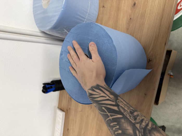 Set 2 role hartie industriale albastre 3 straturi 500 portii,170M/rola 34x22cm Mega Blue [7]