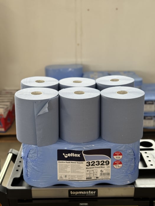 Set 6 role hartie industriale Albastre 2 straturi Celtex 2 straturi 108m 450 coli 20x24cm [2]
