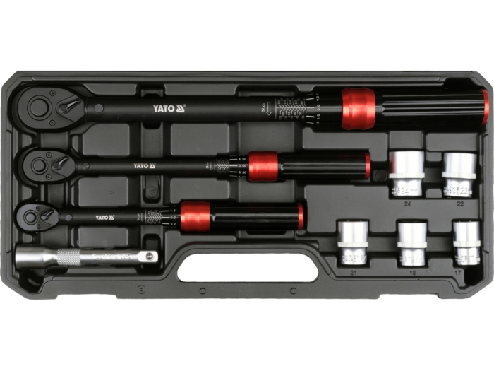 Set chei dinamometrice 1/4" 3/8" 1/2" interval 2–220Nm 9 piese toleranță 3% [3]