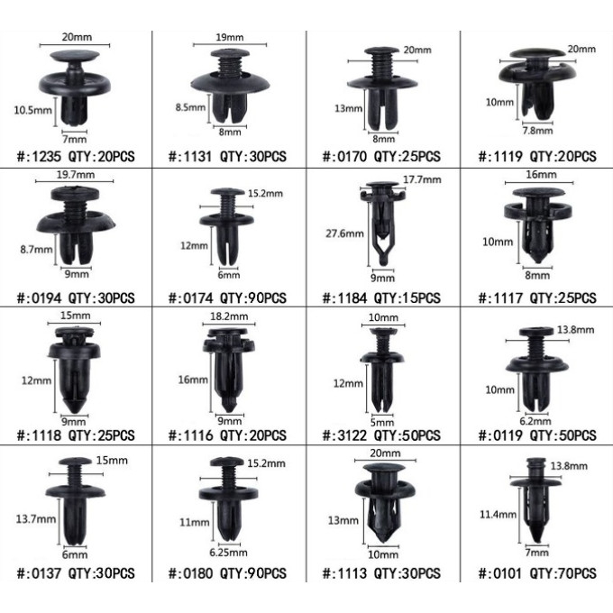 Set clipsuri si cleme auto din plastic 620 piese + 5 extractoare pentru clipsuri [3]