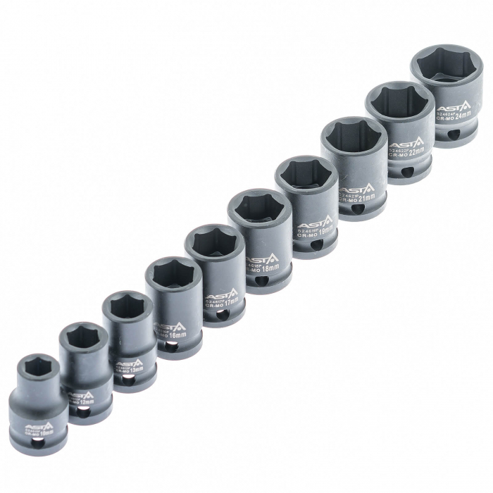 Trusa chei tubulare scurte de impact 1/2 10-24mm 10 piese [2]