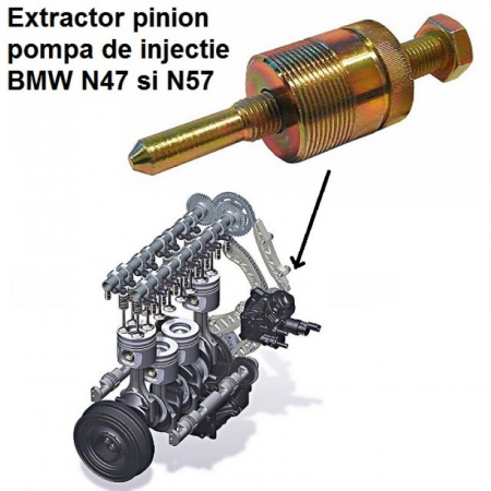 Motor - Extractor pinion pompa injectie BMW N47 N57 cu surub