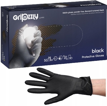 Consumabile Service - Manusi nitril negru textura diamantata Gripzzly 50buc