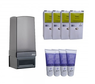 Consumabile Service - Pachet pasta pentru spalat pe maini 4 Rezerve Plulux + Dozator + 4 Creme Hidratare maini Bonus by Plum