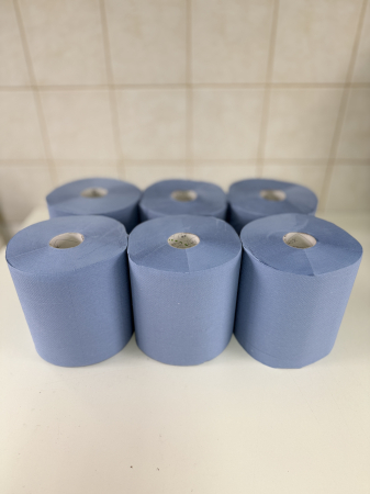 Set 6 role hartie industriale Albastre 2 straturi Celtex 2 straturi 108m 450 coli 20x24cm