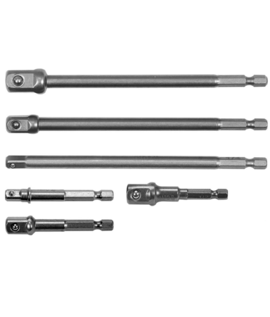 Truse de adaptoare - Set adaptoare pentru tubulare,prinderehexagonala 1/4" - 3/8" - 1/2" 6 piese