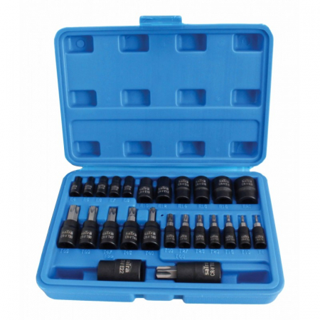 Truse de biti de impact - Set biti torx si tubulare E-Torx 1/4  3/8 1/2  25 piese