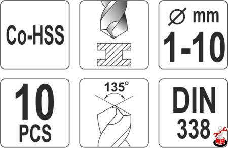 Set burghie metal HSS-Cobalt 1-10 mm 10 piese [1]