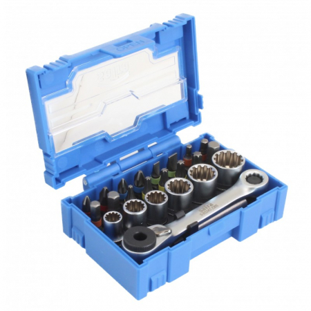 Truse si Accesorii 1/4 - Set mini-clichet cu tubare si biti 1/4 24 piese