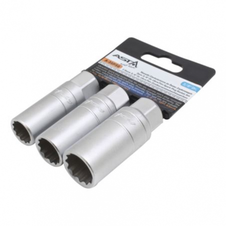 Motor - Set tubulare bihexagonale pentru bujii 3 piese 14,16,18mm 3/8"
