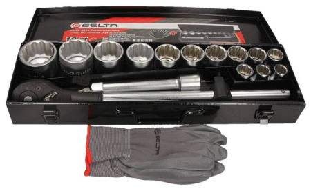 Truse de scule si accesorii - Trusa profesionala tubulare bihexagonale (12 laturi) 16 piese 17-50mm 3/4" Selta