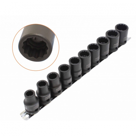 Tubulare de impact 1/2 - Trusa tubulare bihexagonale de impact 1/2"(12 laturi) 10 piese