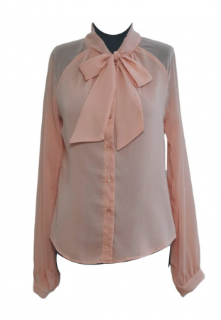 Bluze - Bluza voal cu esarfa BV3003ROZ PRAF