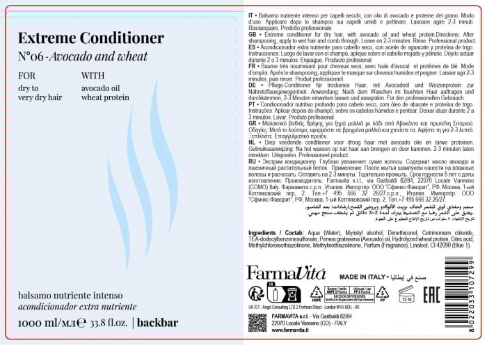 Balsam pentru par uscat Farmavita Back Bar cu avocado si grau N°06, 1000 ml [2]
