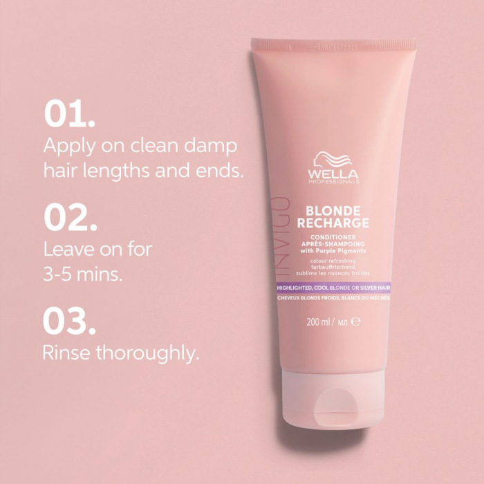 Balsam pentru pastrarea culorii pentru par vopsit blond rece Wella Professionals Invigo Recharge Cool Blonde, 200 ml [5]