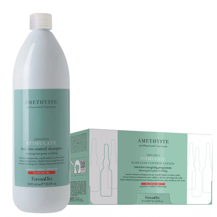 Kit Farmavita Amethyste Advance Stimulate Anti-cadere Ingrijire completa pentru fortifierea si revitalizarea parului slabit - Salon size [1]