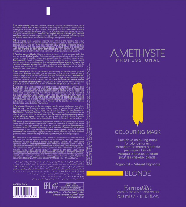 Masca coloranta Farmavita Amethyste Blonde,  250 ml [2]