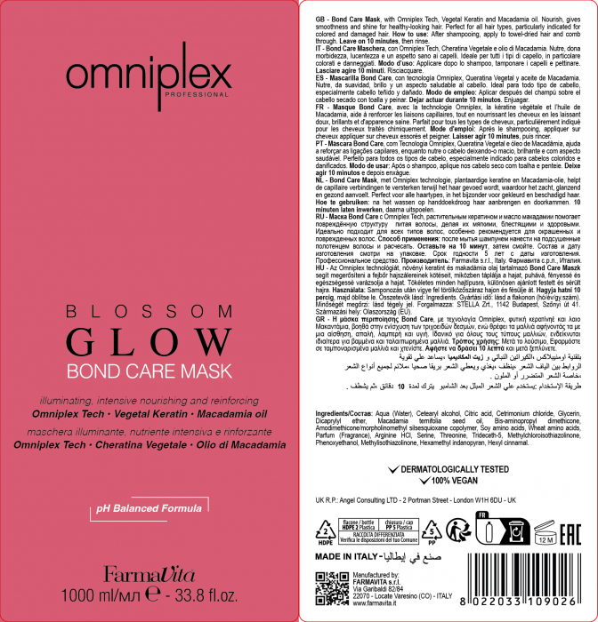 Masca tratament pentru toate tipurile de par FarmaVita Omniplex Blossom Glow, 1000 ml [2]