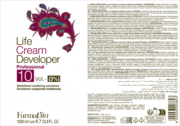 Oxidant crema Farmavita Life Cream Developer 10 Vol, 1000 ml [2]