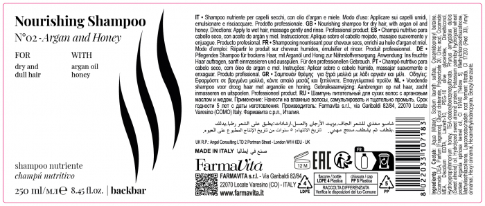 Sampon hranitor pentru par uscat cu argan si miere Farmavita Back Bar N°02, 250 ml [2]
