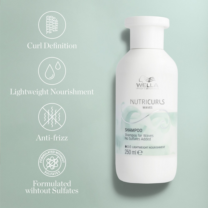Sampon pentru onduleuri fara sulfati Wella Professionals Nutricurls Waves, 250 ml [4]