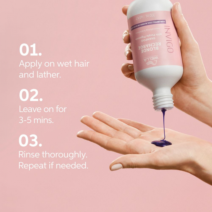 Sampon pentru pastrarea culorii pentru par vopsit blond rece Wella Professionals Invigo Recharge Cool Blonde, 1000 ml [4]