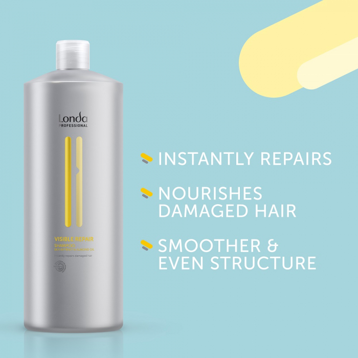 Sampon reparator pentru par deteriorat, cu extract de mătase și ulei de migdale, Londa Professional Care Visible Repair, 1000 ml [2]