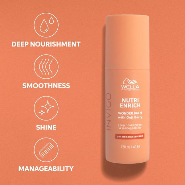 Tratament balsam pentru par uscat si deteriorat Wella Professionals Invigo Nutri Enrich Wonder Balm, 150 ml [3]