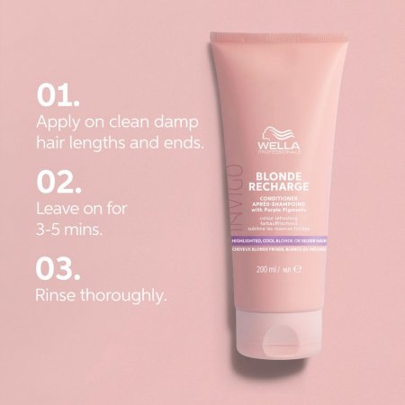 Balsam pentru pastrarea culorii pentru par vopsit blond rece Wella Professionals Invigo Recharge Cool Blonde, 200 ml [4]