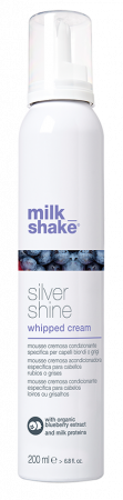 BALSAMURI - Balsam spuma pentru par blond, gri sau alb Milk Shake Silver Shine Whipped Cream, 200ml