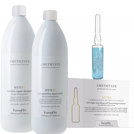 Kit Farmavita Amethyste Nutri Ingrijire completa pentru parul degradat: nutritie, reparare si stralucire naturala - Salon size [0]