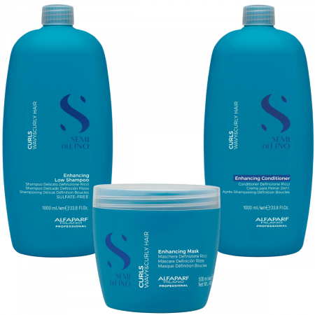 Kit ingrijire completa pentru par cret sau ondulat Alfaparf Semi di Lino Curls Enhancing, Salon Size [0]