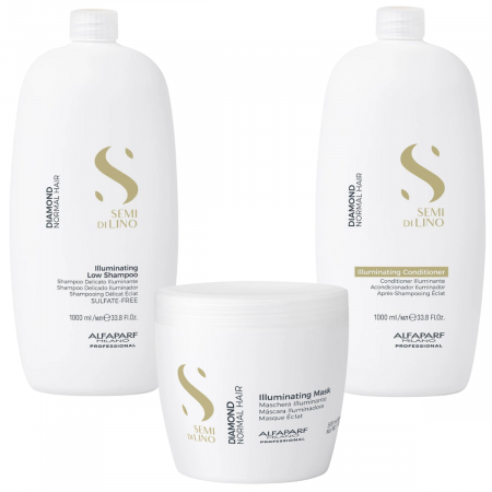 Kit ingrijire completa pentru stralucire Alfaparf Semi di Lino Diamond Illuminating, Salon Size [0]