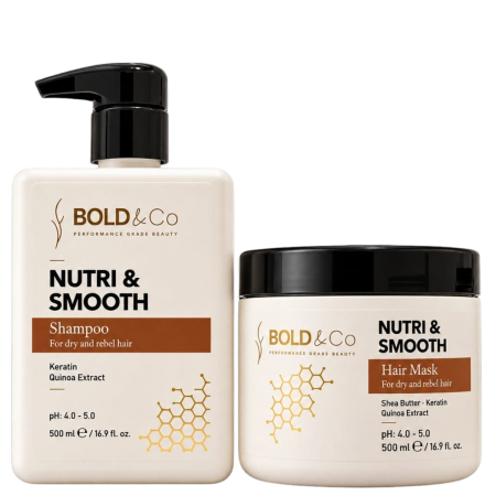 SAMPOANE - Kit tratament nutritiv si hidratant pentru par uscat si rebel BOLD&Co NUTRI&SMOOTH