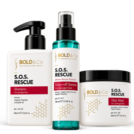 SAMPOANE - Kit tratament reparator intensiv pentru par degradat BOLD&Co SOS RESCUE