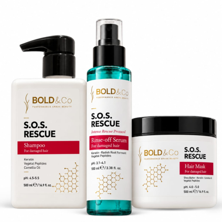 SAMPOANE - Kit tratament reparator intensiv pentru par degradat BOLD&Co SOS RESCUE