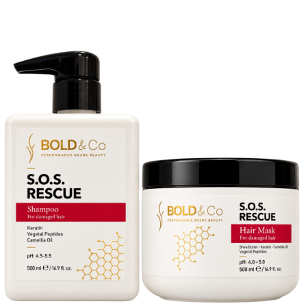 SAMPOANE - Kit tratament reparator pentru par degradat BOLD&Co SOS RESCUE