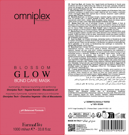 Masca tratament pentru toate tipurile de par FarmaVita Omniplex Blossom Glow, 1000 ml [1]