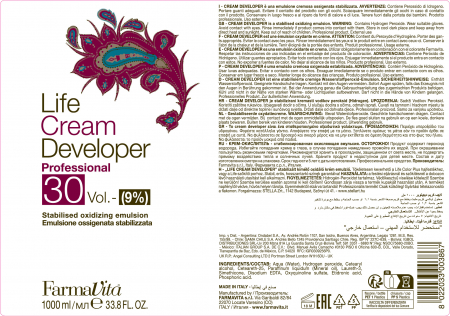 Oxidant crema Farmavita Life Cream Developer 30 Vol, 1000 ml [1]