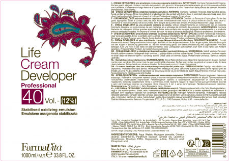 Oxidant crema Farmavita Life Cream Developer 40 Vol, 1000 ml [1]